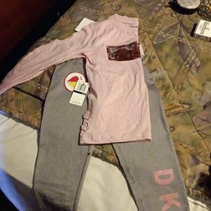 DNKY PANTS OUTFIT SIZE 7/8 PINK AND SILVER
